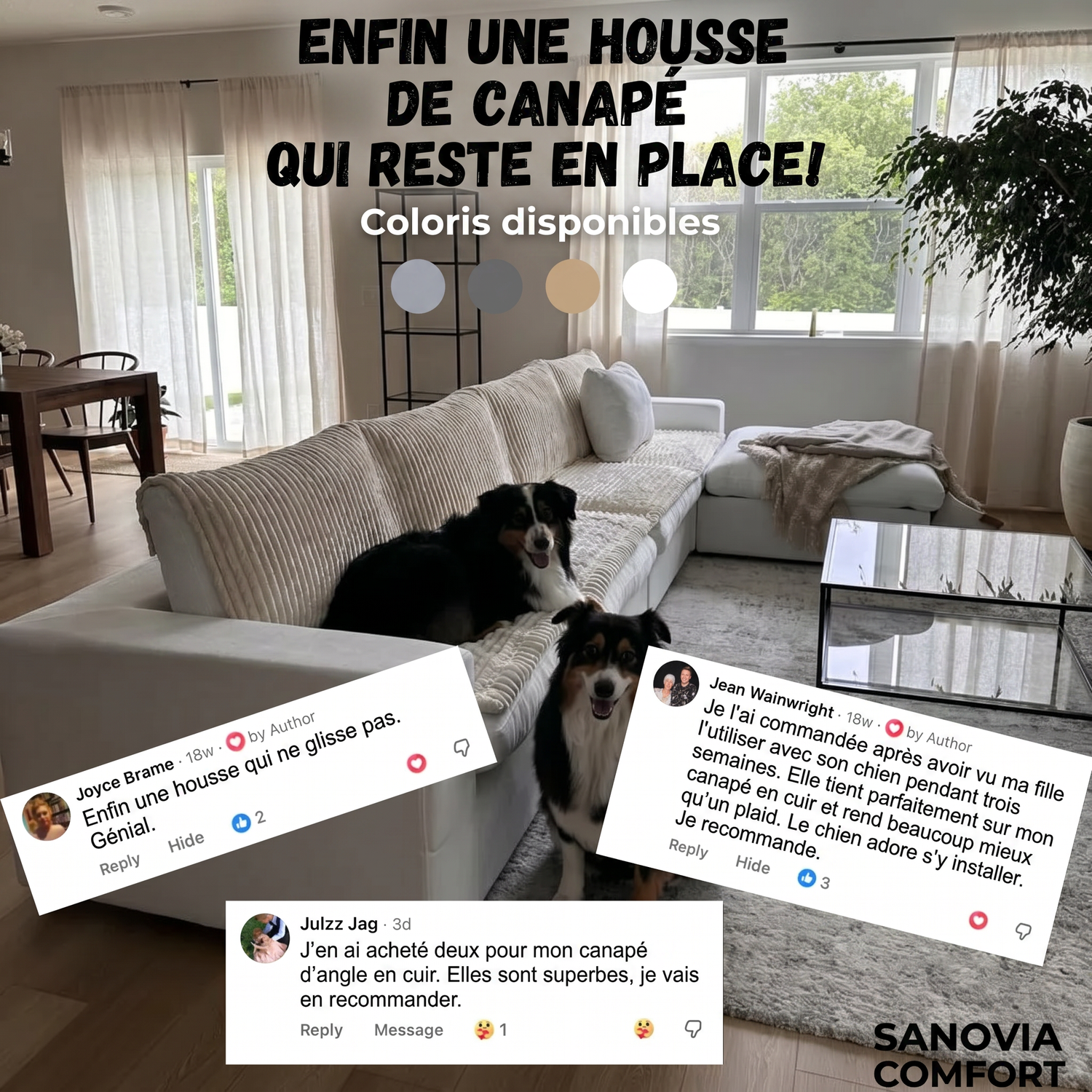 Sanovia Comfort™ - Housse de canapé matelassée et confortable